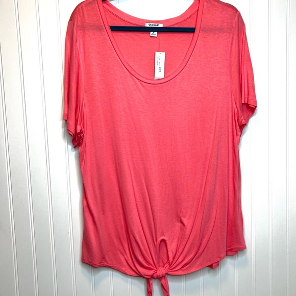 🐶NWT Old Navy Short Sleeve Salmon Orange Top XL Basic Soft New - Picture 1 of 7